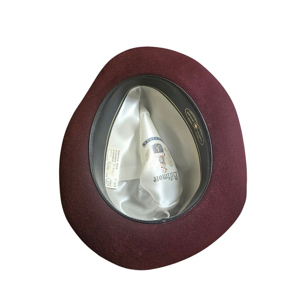 Biltmore Eleganza Fedora Hat Bordeaux Felt Leather Band 7 3/8 Quiet Luxury main image 5